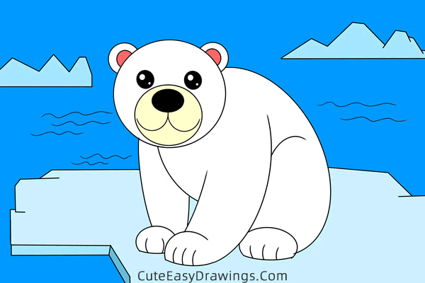 how to draw a polar bear - www.cuteeasydrawings.com