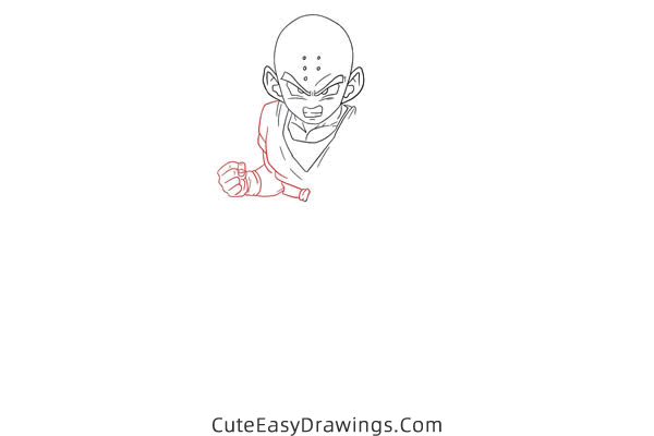 how to draw krillin from dragon ball - www.cuteeasydrawings.com