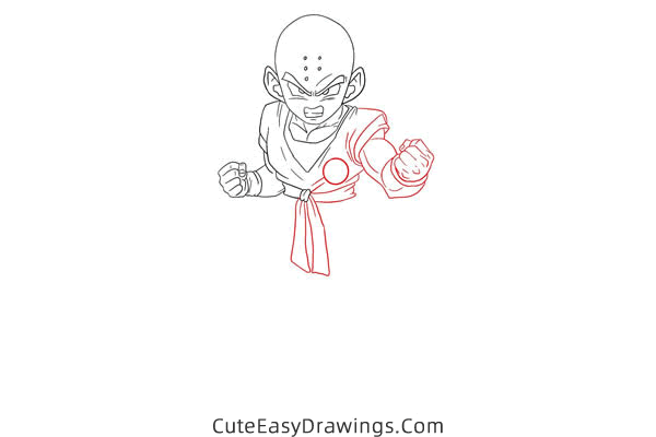 how to draw krillin from dragon ball - www.cuteeasydrawings.com