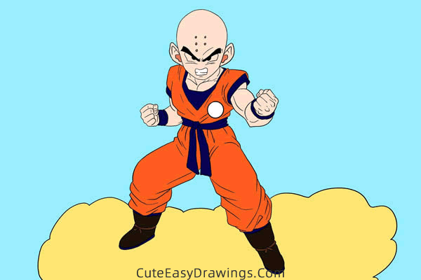 how to draw krillin from dragon ball - www.cuteeasydrawings.com