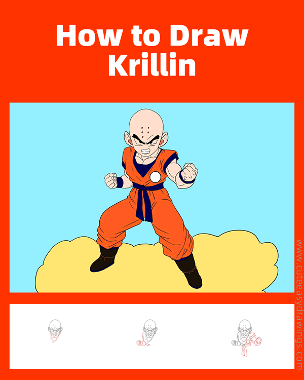 how to draw krillin from dragon ball - www.cuteeasydrawings.com