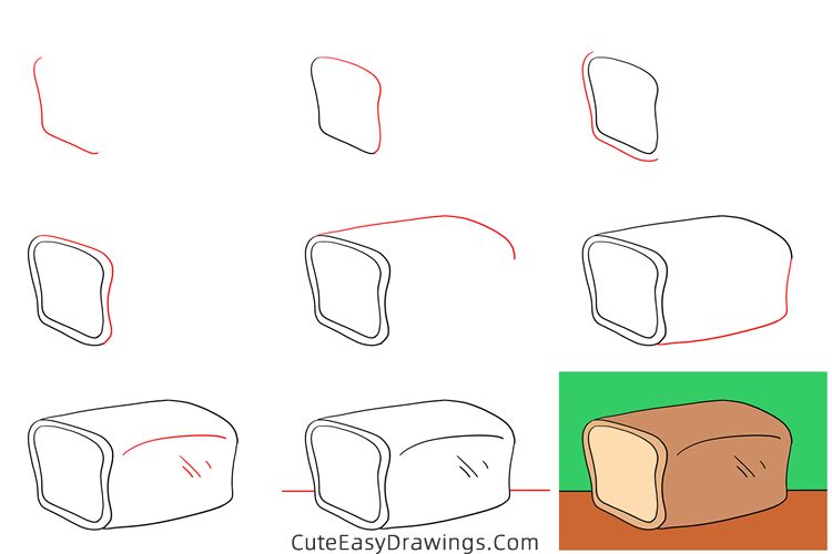 how to draw a bread - www.cuteeasydrawings.com