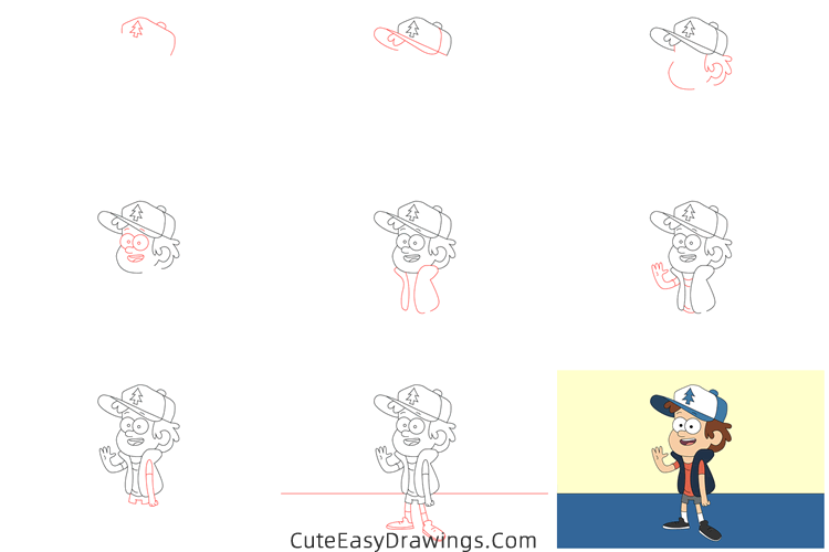 how to draw dipper pines - www.cuteeasydrawings.com