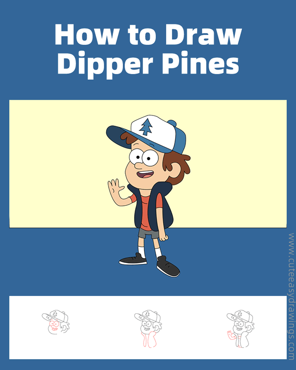 how to draw dipper pines - www.cuteeasydrawings.com