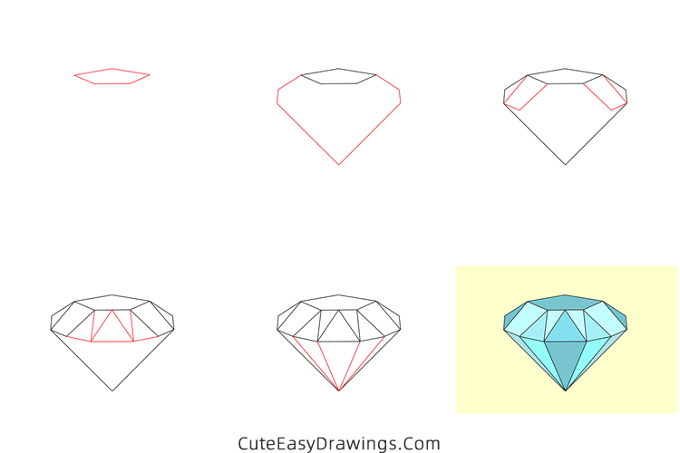 how to draw a diamond - www.cuteeasydrawings.com