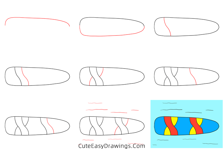 how to draw a surfboard easy - www.cuteeasydrawings.com