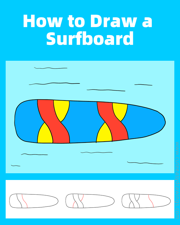 how to draw a surfboard easy - www.cuteeasydrawings.com