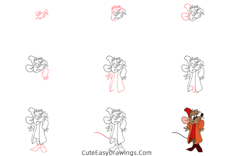 how to draw jaq mouse from cinderella - www.cuteeasydrawings.com