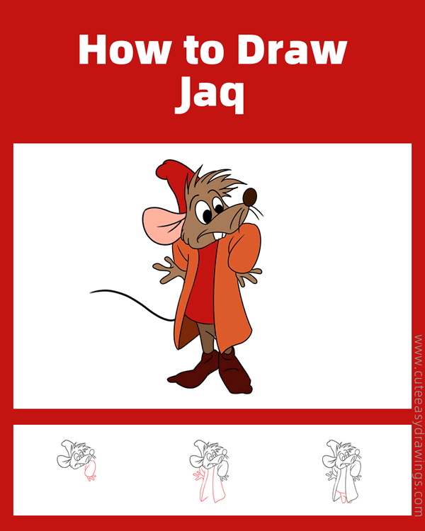 how to draw jaq mouse from cinderella - www.cuteeasydrawings.com