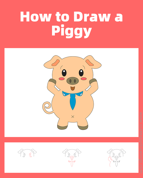 how to draw a piggy - www.cuteeasydrawings.com