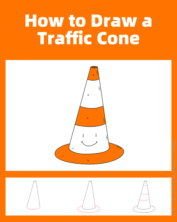 how to draw a traffic cone - www.cuteeasydrawings.com