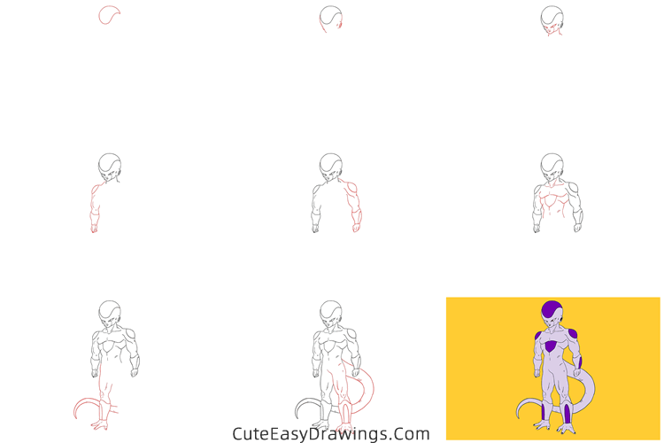 how to draw frieza from dragon ball - www.cuteeasydrawings.com