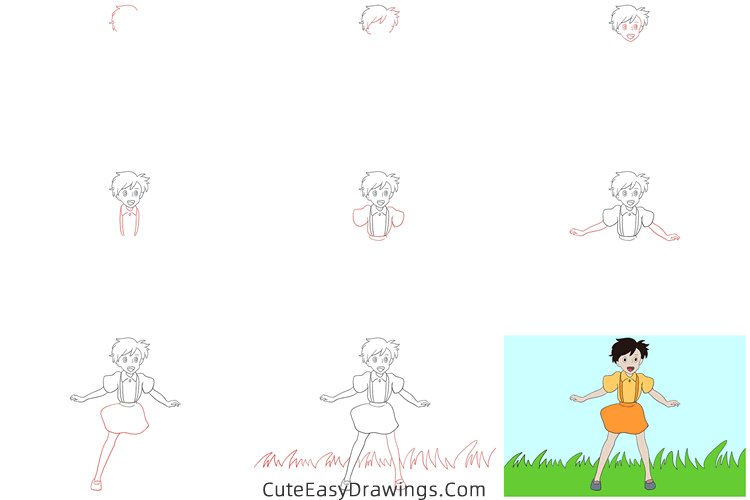 how to draw satsuki kusakabe from my neighbor totoro - www.cuteeasydrawings.com