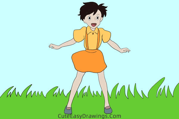 how to draw satsuki kusakabe from my neighbor totoro - www.cuteeasydrawings.com