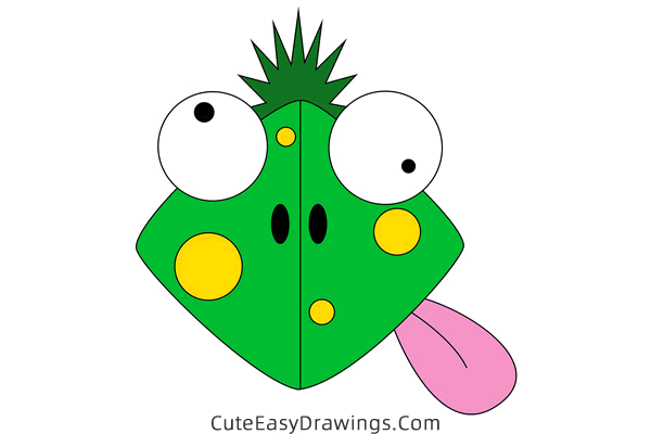 how to draw a chameleon head - www.cuteeasydrawings.com