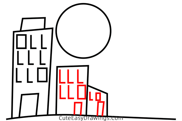 how to draw a tall building - www.cuteeasydrawings.com