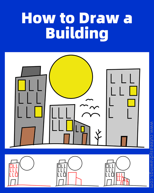 how to draw a tall building - www.cuteeasydrawings.com