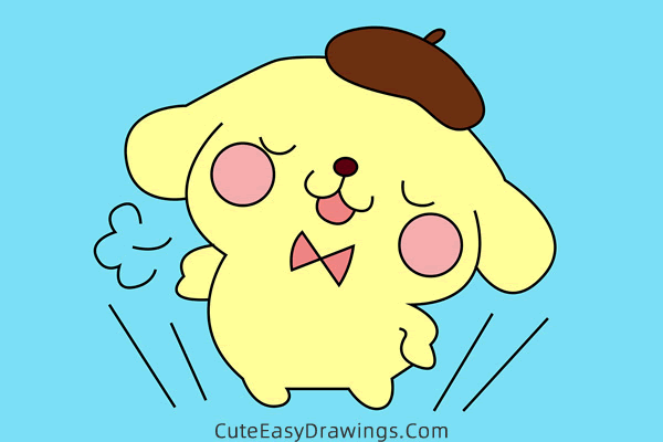 how to draw pompompurin from hello kitty - www.cuteeasydrawings.com