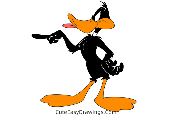 how to draw daffy duck - www.cuteeasydrawings.com