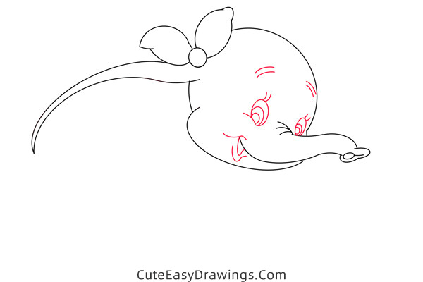 how to draw dumbo - www.cuteeasydrawings.com