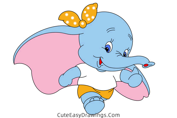 how to draw dumbo - www.cuteeasydrawings.com