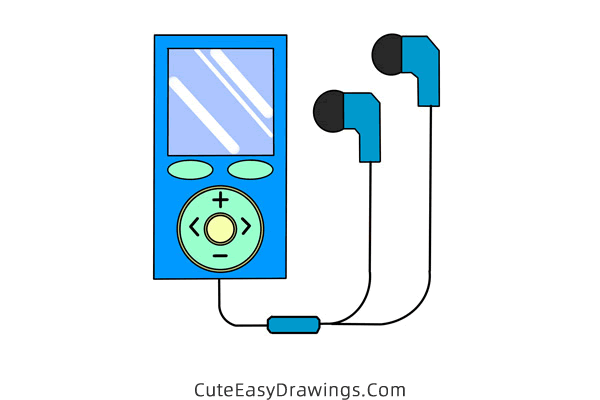 how to draw a music player - www.cuteeasydrawings.com