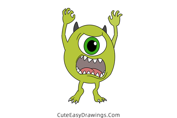 how to draw mike wazowski from monsters inc - www.cuteeasydrawings.com