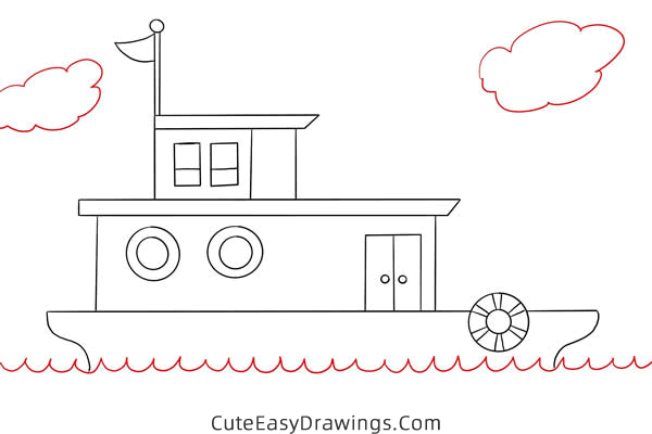 how to draw a boat - www.cuteeasydrawings.com