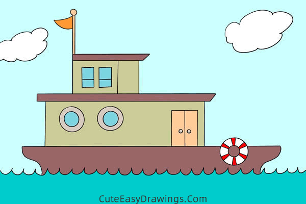 how to draw a boat - www.cuteeasydrawings.com