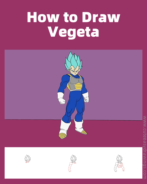 how to draw vegeta from dragon ball - www.cuteeasydrawings.com