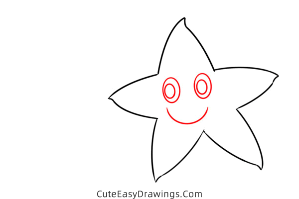 how to draw a cute starfish - www.cuteeasydrawings.com