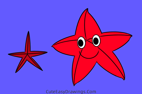 how to draw a cute starfish - www.cuteeasydrawings.com