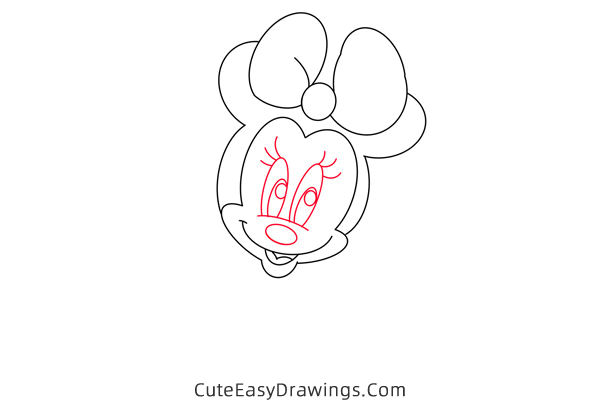 how to draw baby minnie mouse - www.cuteeasydrawings.com