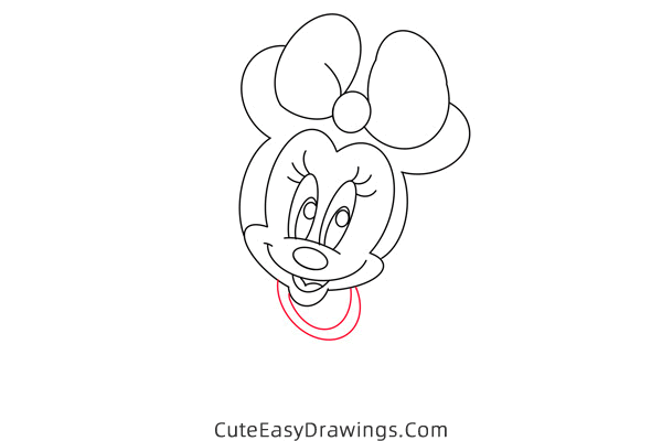 how to draw baby minnie mouse - www.cuteeasydrawings.com