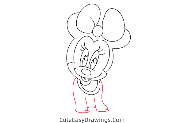 how to draw baby minnie mouse - www.cuteeasydrawings.com