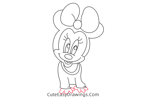 how to draw baby minnie mouse - www.cuteeasydrawings.com