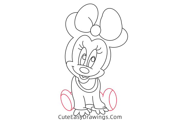 how to draw baby minnie mouse - www.cuteeasydrawings.com