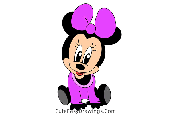 how to draw baby minnie mouse - www.cuteeasydrawings.com