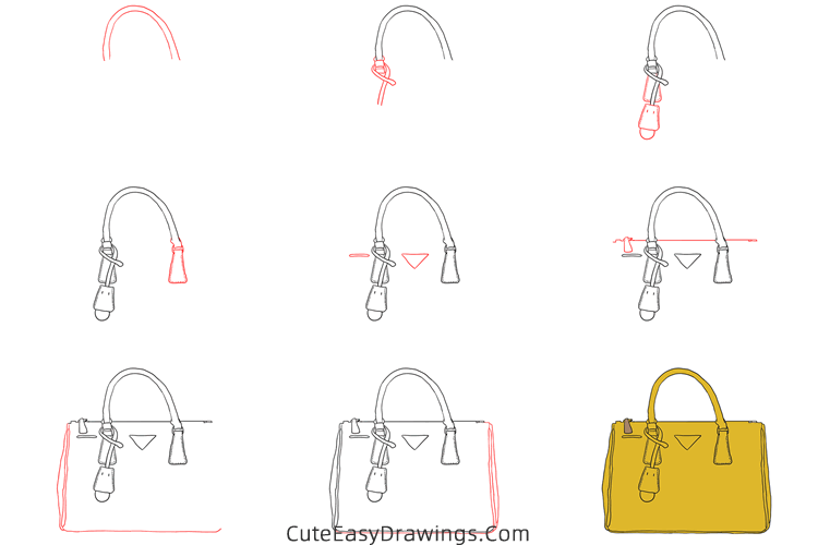 how to draw a ladies handbag - www.cuteeasydrawings.com