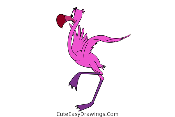 how to draw flamingos from alice in wonderland - www.cuteeasydrawings.com