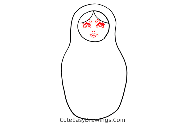 how to draw a russian nesting doll - www.cuteeasydrawings.com