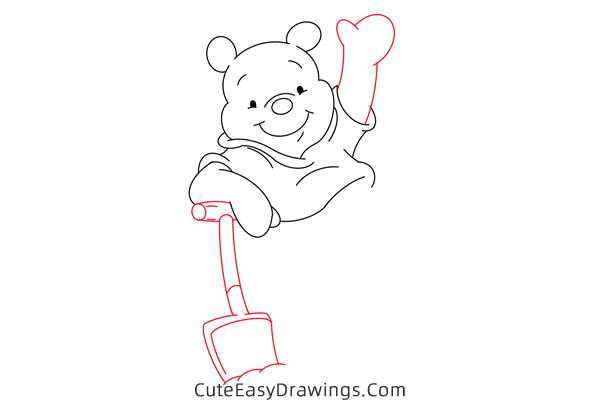 how to draw pooh bear with a shovel - www.cuteeasydrawings.com