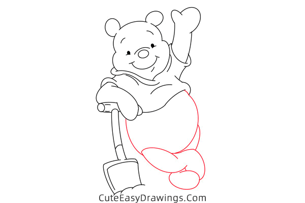 how to draw pooh bear with a shovel - www.cuteeasydrawings.com