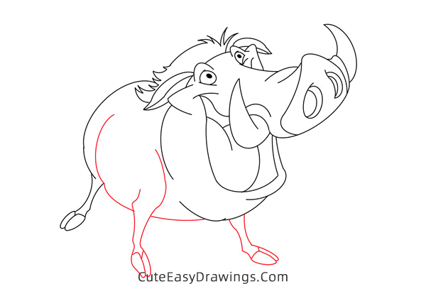 how to draw pumbaa from the lion king - www.cuteeasydrawings.com