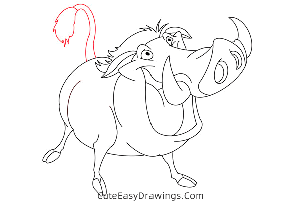 how to draw pumbaa from the lion king - www.cuteeasydrawings.com