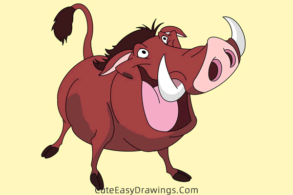 how to draw pumbaa from the lion king - www.cuteeasydrawings.com