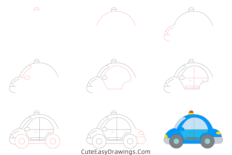 how to draw a police car - www.cuteeasydrawings.com