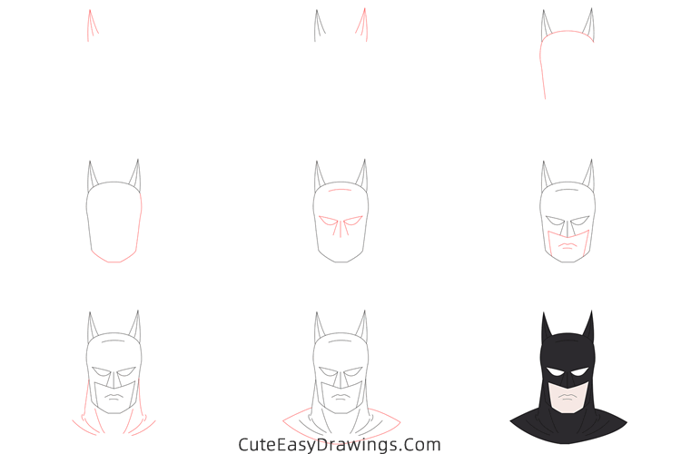 how to draw batman face - www.cuteeasydrawings.com