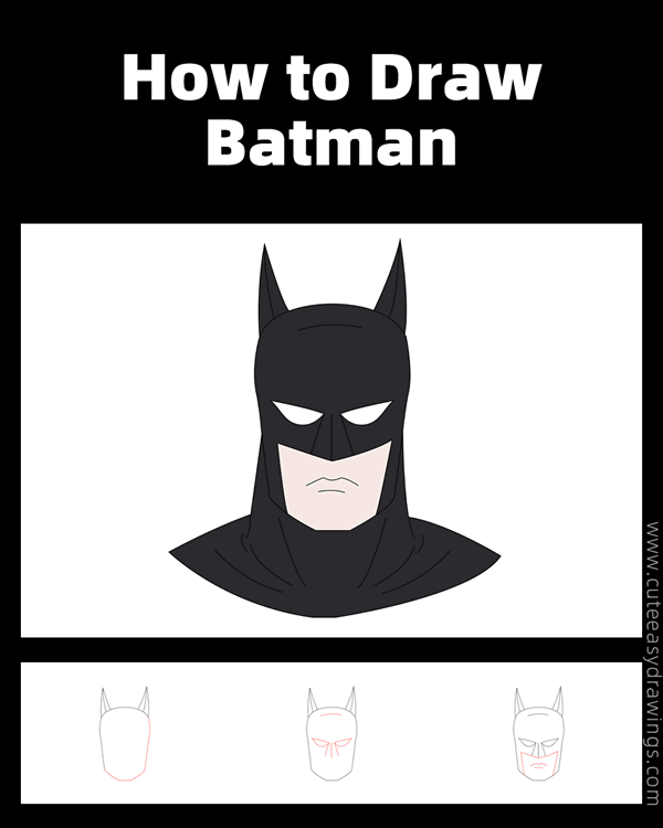 how to draw batman face - www.cuteeasydrawings.com