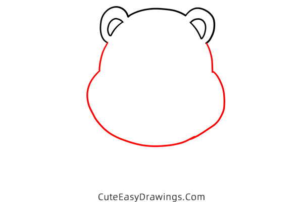 how to draw a baby hippo - www.cuteeasydrawings.com